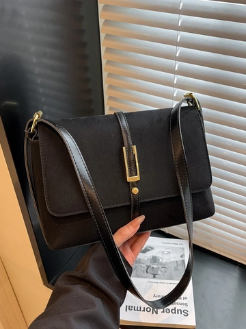 Borsa a Tracolla Vintage in Camoscio da Donna Minimalista Urbana Borsa a Spalla Con Fibbia in Metallo e Cuciture Borsa Quotidiana
