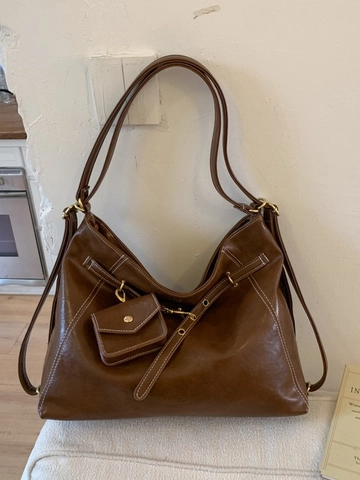 Damen Große Kapazität PU Leder Tote Bag Vintage Kontrastnähte Hobo Bag Mit Passendem Beutel Für Pendler Schultertasche