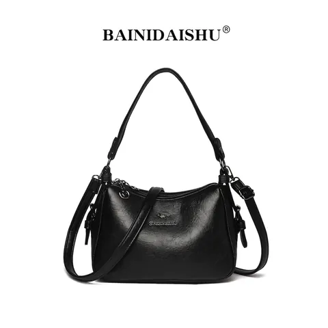 Dames Mode PU Leer Tote Bag Meerdere Compartimenten Schoudertas Crossbody Tas Retro Stiksel Handtas Dagelijkse Tas