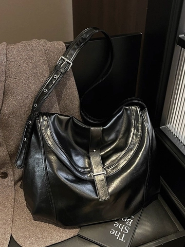 Damen Große Kapazität Retro PU Leder Tote Bag Verstellbarer Schultergurt Minimalistische Hobo Umhängetasche Täglich Pendeln Handtasche