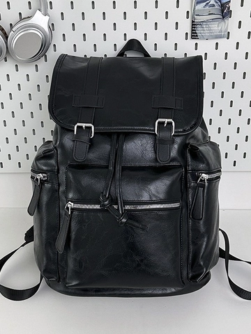 Women Vintage PU Leather Backpack Large Capacity Fashion Rucksack Business Commute Travel Bag With Multiple Pockets Retro School Bag