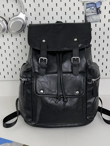 Vintage PU Leder Rucksack Mit Großer Kapazität Für Damen Herren Retro Kordelzug Eimer Reisetasche Urban Einfacher Schulrucksack