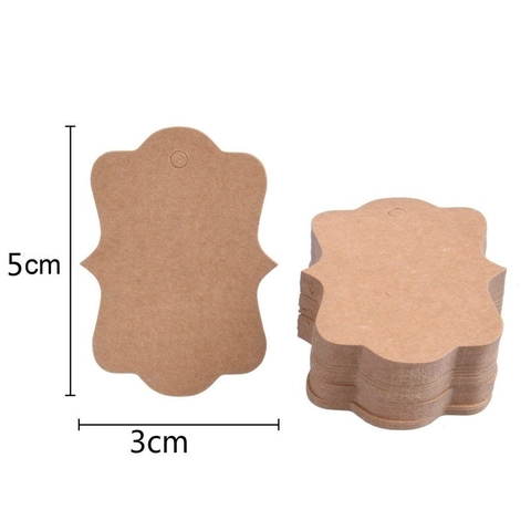 Vintage Kraft Paper Gift Tags Scalloped Wavy Edge Hanging Label With Jute Rope For Valentine Day DIY Party Craft Decoration