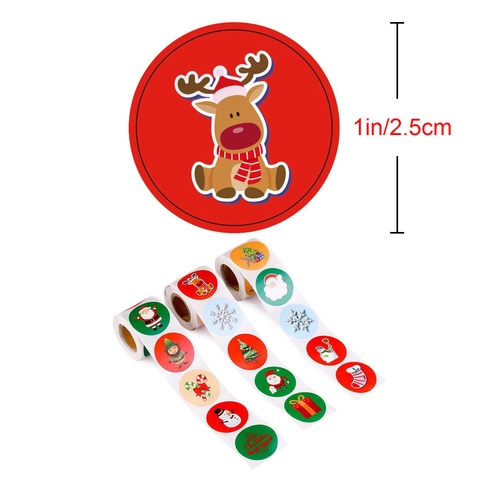 Adesivi Natalizi a Fumetti Etichette Sigillanti Rotonde per Decorazioni Regalo Festive Buste e Scrapbooking