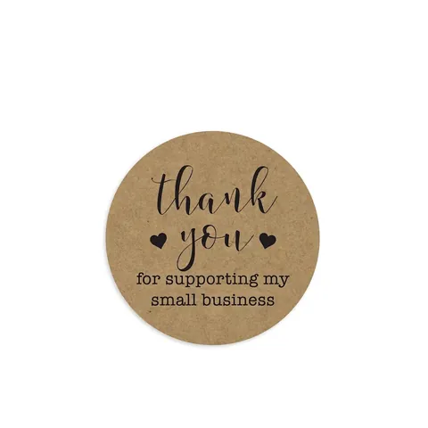 Carta Kraft Thank You For Supporting My Small Business Adesivi Rotondo Rotolo Etichetta Per Business Imballaggio Decorazione Cuore Modello Adesivi