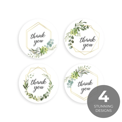 Adesivi di Sigillatura Grazie Foglie Botaniche Etichette Adesive in Carta Patinata per Matrimonio Regalo Business Decorazione