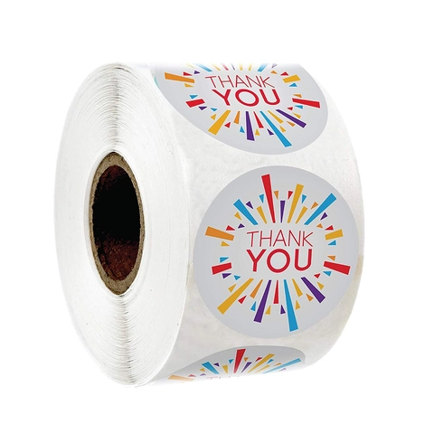 500 Stück Thank You Aufkleber Rolle 1 Zoll Rund Regenbogen Muster Versiegelungsetiketten Für Business Geschenk Verpackung Deko
