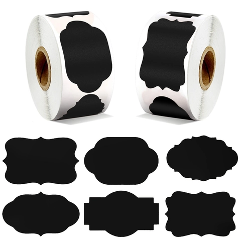 Pegatinas Pizarra Removibles Impermeables Etiquetas PVC Negro Mate Etiquetas de Marco Decorativas para Tarros de Cocina