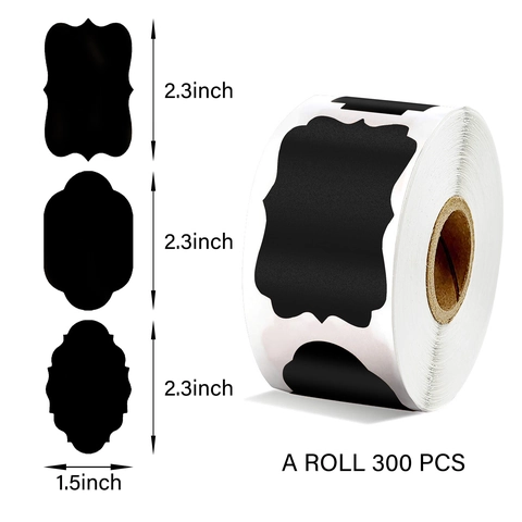 Pegatinas Pizarra Removibles Impermeables Etiquetas PVC Negro Mate Etiquetas de Marco Decorativas para Tarros de Cocina