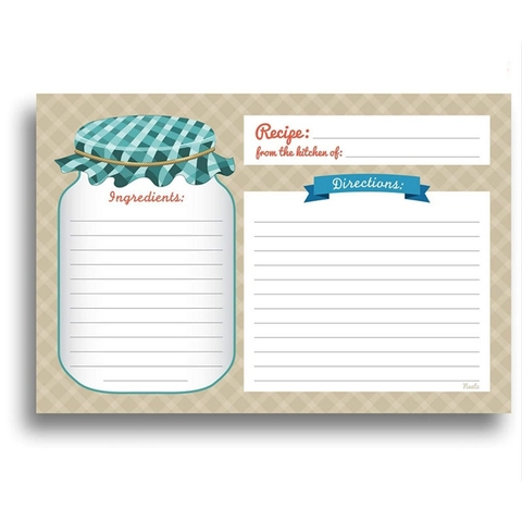 Cartoline per Ricette Vintage con Fiori e Barattolo Mason per Cucina di Casa in Carta Patinata per Organizzare le Istruzioni di Cucina