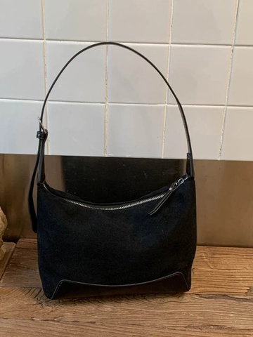 Retro PU Wildleder Look Unterarm Umhängetasche Für Damen Spleiß Design Hobo Schultertasche Für Pendler Mode Handtasche