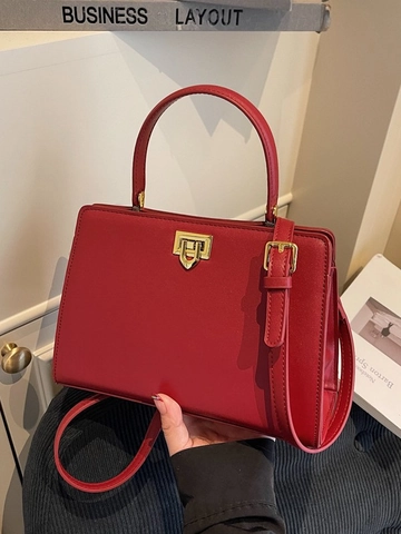 Borsa da Donna in Pelle PU Retro Grande Capacità Borsa a Tracolla Con Serratura in Metallo Moda Pendolare Borsa a Mano