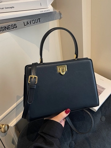 Borsa da Donna in Pelle PU Retro Grande Capacità Borsa a Tracolla Con Serratura in Metallo Moda Pendolare Borsa a Mano