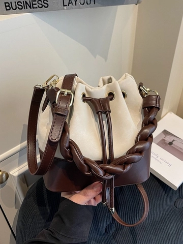 Bolso Bombonera para Mujer de Cuero PU Retro Bloque de Color Asa Trenzada Cordón Bolso de Hombro Moda Bolso de Mano Informal