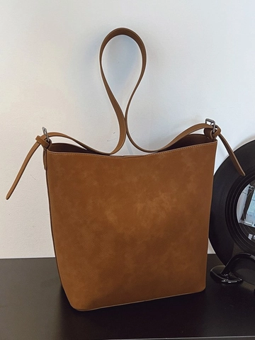 Retro Mattierte PU Leder Tragetasche Große Kapazität Minimalistische Hobo Umhängetasche Verstellbare Eimer Handtasche Damen