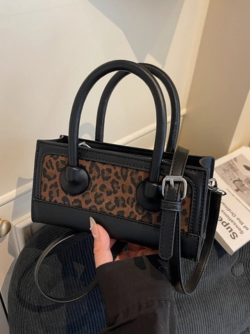 Bolso de Hombro Vintage para Mujer con Estampado de Leopardo de Cuero PU Empalme Bolso Cuadrado Pequeño Cruzado Casual