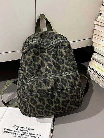 Mini Sac à Dos de Style Japonais à la Mode Femmes Imprimé Léopard Camouflage Nylon Petit Sac de Voyage Décontracté École