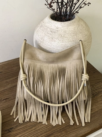 Borsa a Spalla in Camoscio con Frange Bohémien per Donna Borsa a Tracolla Vintage con Nappa e Tracolla Annodata Grande Capacità