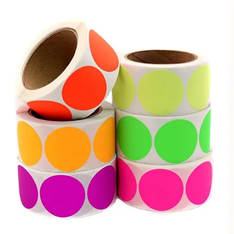 Colored Round Self Adhesive Stickers Roll Labels For Office School Organization Writing Labeling Gift Decoration Circle Tags
