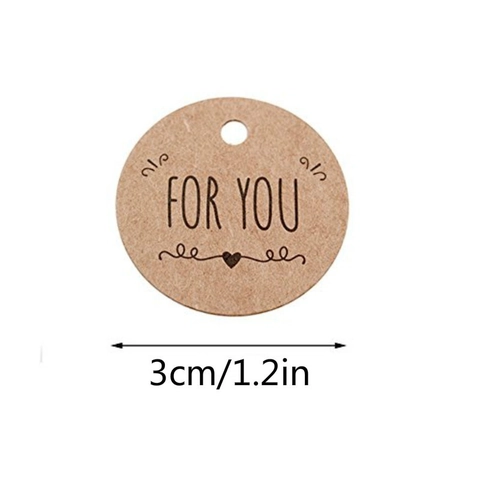 Etiquetas de Regalo de Papel Kraft Redondas con Estampado de Corazón For You para Bodas Fiesta Proyectos de Bricolaje Cordel