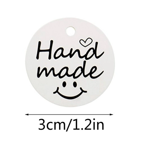 Handmade Round Kraft Paper Gift Tags With Jute Twine Printed Hand Made Labels For DIY Crafts Wedding Party Gift Wrapping