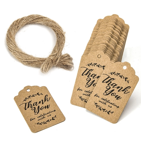 Thank You For Celebrating With Us Gift Tags Kraft Paper Tags With Jute Twine Rustic Brown Wedding Party Favor Labels Decor