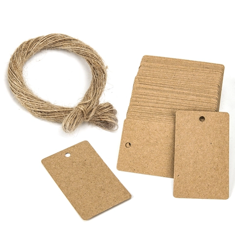 Kraft Paper Gift Tags Brown Blank Hang Tags With Natural Jute Twine For Gift Wrapping DIY Crafts Party Favors
