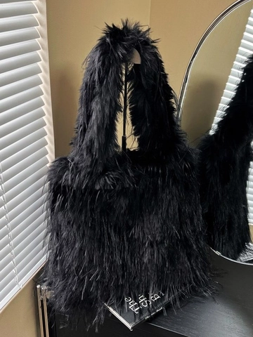 Sac Cabas en Fausse Fourrure Grande Capacité pour Femmes Sac à Épaule en Peluche Douce Avec Gland Style Urbain Minimaliste Automne Hiver