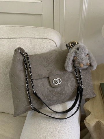 Dames Sophisticated Retro PU-Leder Gewatteerde Tote Bag Met Kettingriem Grote Capaciteit Minimalistische Schoudertas