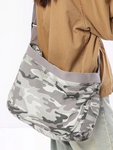 Große Kapazität Segeltuch Hobo Tasche Leopard Tarnmuster Umhängetasche Für Damen Herren Lässig Student Pendler Schultertasche