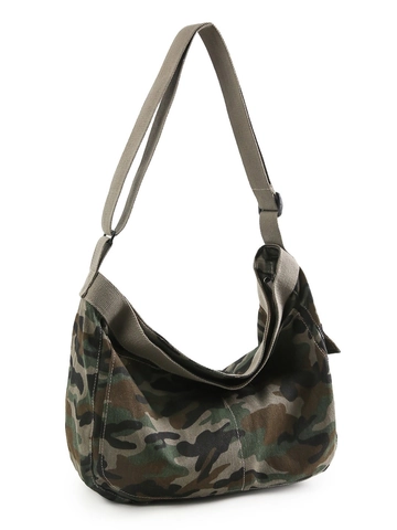 Große Kapazität Segeltuch Hobo Tasche Leopard Tarnmuster Umhängetasche Für Damen Herren Lässig Student Pendler Schultertasche