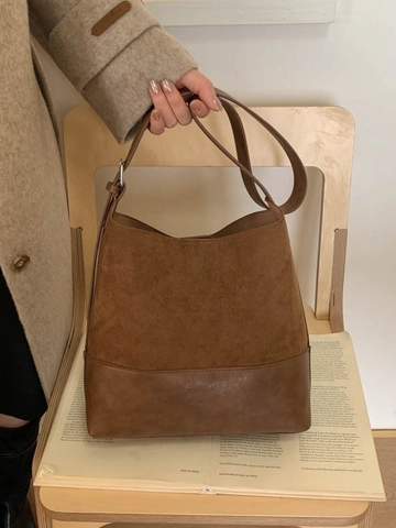 Vintage Umhängetasche Für Damen PU Leder Spleißen Eimer Tasche Große Kapazität Lässige Tragetasche Mit Magnetverschluss
