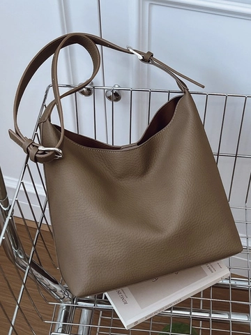 Bolso Bombonera de Cuero PU Suave para Mujer Bolso de Hombro con Patrón de Lichi Vintage Gran Capacidad Bolso de Viaje