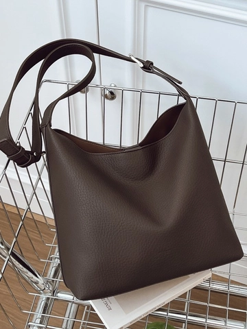 Bolso Bombonera de Cuero PU Suave para Mujer Bolso de Hombro con Patrón de Lichi Vintage Gran Capacidad Bolso de Viaje