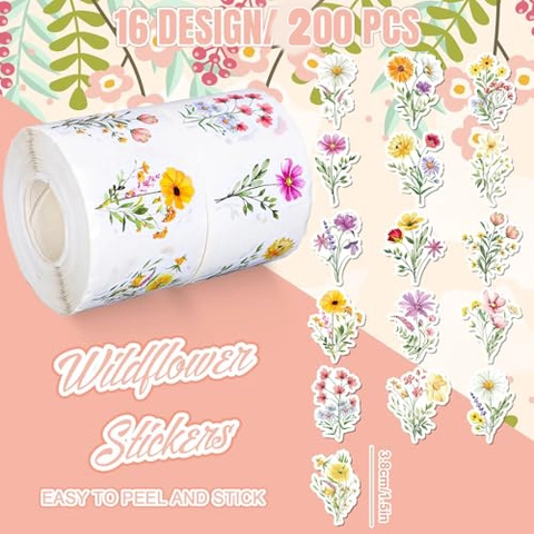 Watercolor Floral Bouquet Stickers Waterproof Self Adhesive Decorative Stickers For Wedding Invitation Birthday Party Envelope Sealing Hand Painted Flower Labels
