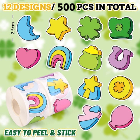 Adesivi San Patrizio Trifoglio Arcobaleno Cuore per Bambini Insegnanti Premio Scrapbooking DIY Regalo Decorazione Busta
