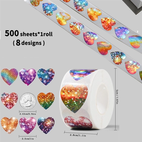 Herzförmige Glitzer Aufkleber Rolle Für Valentinstag Hochzeit Geschenk Dekoration Selbstklebende Etiketten Romantisch Glänzend
