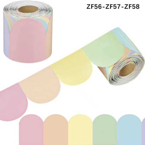 Colorful Scalloped Bulletin Board Border Stickers Macaron Rainbow Wavy Decorative Trim For Classroom Office School Wall Decor