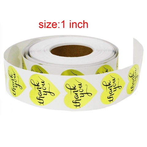 Heart Shaped Thank You Stickers Roll Gold Foil Paper Labels For Gift Packaging Baking Wedding Party Scrapbooking Decoration