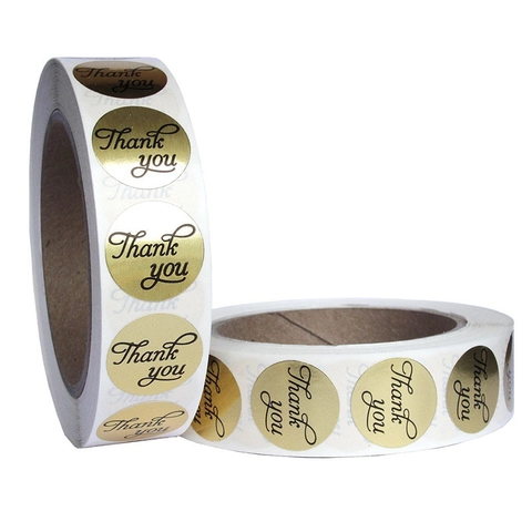 Metallic Gold Rund Danke Aufkleber Wasserdicht Klebeetiketten Für Backen Geschenkverpackung Umschlag Siegel Hochzeit Party Deko