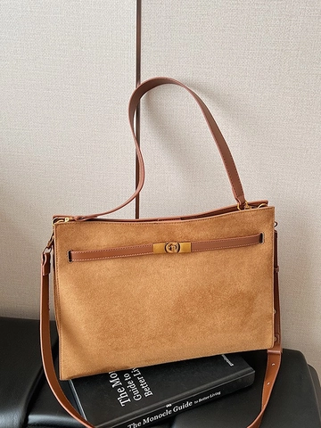 Damen Große Kapazität Wildleder PU Leder Tote Bag Retro Minimalistische Umhängetasche Mit Schlossverschluss Für Tägliche Arbeit Pendeln