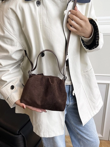 Damen Wildleder Plissee Wolken-Tasche Koreanischer Stil Mode Vielseitige Lässige Schulter Umhängetasche Für Den Täglichen Gebrauch