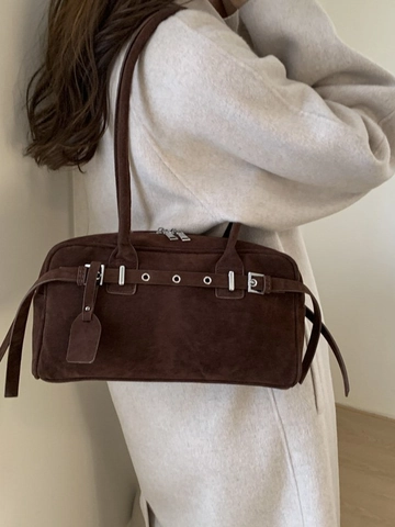 Bolso de Hombro de PU Vintage para Mujer Bolso Almohada Retro Minimalista Color Sólido Bolso de Mano de Moda