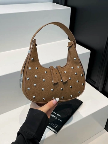 Bolso de Hombro Retro para Mujer de Cuero PU con Remaches Bolso Hobo Vintage Punk Street Style Y2K Bolso de Mano Media Luna