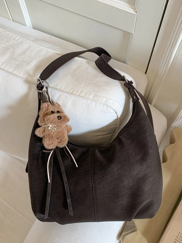 Borsa Tote da Donna in Pelle PU di Grande Capacità Borsa a Tracolla Hobo in Stile Coreano con Ciondolo in Peluche Rimovibile Borsa a Tracolla Quotidiana