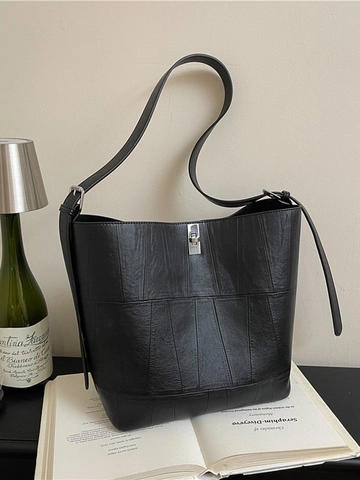 Ensemble de Sacs Tote Bucket en Cuir PU Vintage Grande Capacité Femmes Sac à Bandoulière Couleur Unie Design de Couture