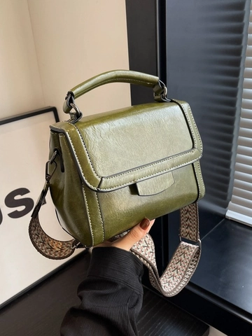 Borsa Quadrata Piccola in Pelle PU Vintage da Donna Moda Cuciture a Contrasto Borsa a Mano e Tracolla con Cinghia Larga