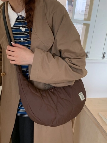 Dames Casual Gewatteerde Hobo Tas Lichtgewicht Polyester Crossbody Tas Zachte Schoudertas Veelzijdige Tote Voor Dagelijks Gebruik
