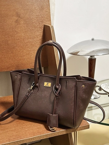 Bolso de Mano de Gran Capacidad de Cuero PU para Mujer Bolso Minimalista Vintage de Viaje con Correa de Hombro Retro