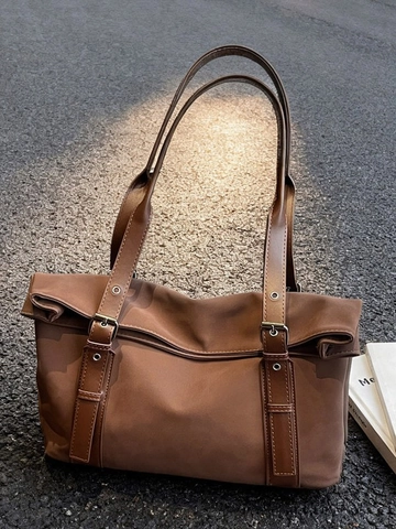 Grand Sac en Simili-cuir pour Femmes Sac sous le Bras Minimaliste Avec Sangles Réglables pour les Trajets Quotidiens Travail